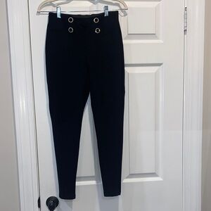 Zara High-Waist Button front Thick Leggings with Grommet Detail